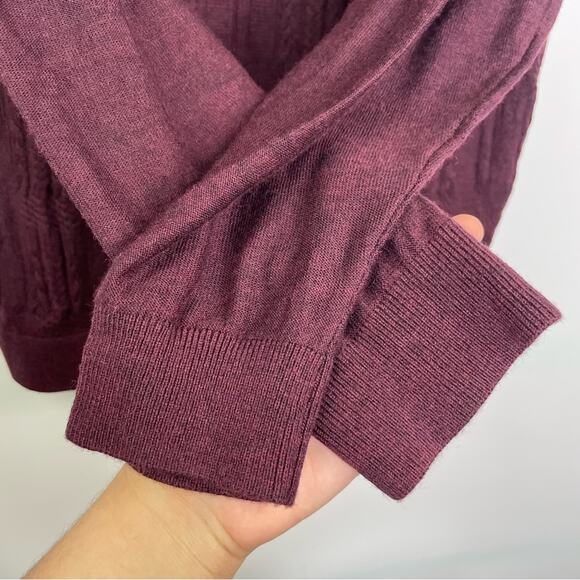 Hart Schaffner Marx Extra Fine Merino Wool XL maroon plum knit sweater V-neck - Picture 2 of 11